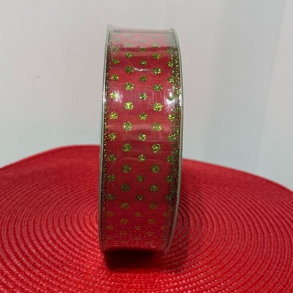 Members Mark Wired Ribbon Red with Gold Dots 50 yards NWT - Picture 3 of 5